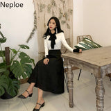 2023 Korean Spring Women Slim Sweater Winter Clothes Knitted Jumper Lace Up Long Sleeve Elegant Pullover Pull Femme