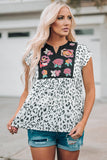 Flower Embroidery Notched Neck