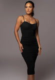 Sexy Pleated Strap Midi Party