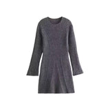 Women's Autumn New Temperament Light-Cooked Round-Neck Knitted Long Sleeves Mini