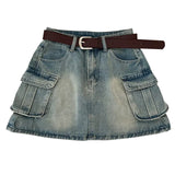 Hottie Fashion High-Rise Thin Double Pocket Workboy Dress Anti-Light Short Skirt A