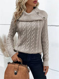 And Winter New Knitted Collar Button Design Shoulder Sleeve