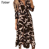 Women Elegant Shirt Dress Fashion Leetter Print Long Sleeve Button Belt Long Dresses 2023 Spring Autumn Black Ladies