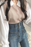 Blouses Women Chic Fake Two Thicked Shirts 2023 Blusas De Mujer Loose All-match Temperament Korean Tops Female