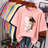 100% Cotton Plus Size L-6XL T Shirt Print Tshirt Short Sleeve Women's Top Chinese Style Summer Couple O Neck T