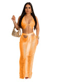 Toloer New Women's Casual Sexy Tassel Strapless Beach Dress Suit-Outfit