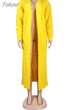 Winter Open Front Chunky Cardigan for Ladies Long Sleeve Cable Knit Floor Length Coat Fashion Side Big Pockets