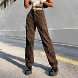 Rockmore High Waist Jeans Woman Wide Leg Denim Boyfriend Streetwear Clothing Cotton Fashion Harajuku Pocket Straight Cargo