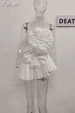 Fashion Women's Short Tank Tops Three-d Flower Pleated Sleeveless Solid Color Irregular Tops Summer 2023 New Tide