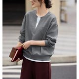 Autumn And Winter Splicing Women's Shirt Wear Design Niche Collar Loose Jaflage Shirt Fake