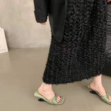 Women 2025 New Wearing Fashion High-End Silver Heels High Heels Summer With Skirt Cool Drag