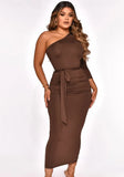 One Shoulder Scrunch Long Party