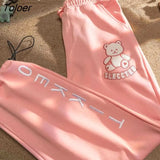 Pink Cartoon Girl Printed Sweatpants Women Wide Leg Pants High Waisted Loose Joggers Harajuku Fashion Teens Bottom