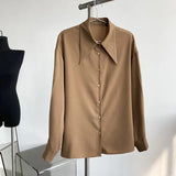 Pointed Collar Button Up Shirt Klein Blue / White / Khaki Women's Spring 2022