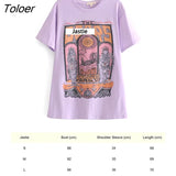 Loose Retro Print T Shirt Women Short Sleeve O Neck Cotton Tshirt Shirts Summer 2023 Woman tshirts Oversize Tops
