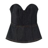 Spring And Summer Female Simple Waist Cowboy Suit