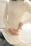 Autumn Elastic Long Sleeve Sweaters Female Pullover Turtleneck Women Pullovers Jumper Streetwear Knitted Tops BLACK