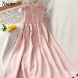 Dress Summer Women Off Shoulder Spaghetti Strap Slim Stretchy Breathable Soft Female Loose All-match Simple