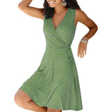 New Casual Polka Dot Dress Women V Neck Sleeveless Bandage Beach Dress Summer Bohemian Dresses For Women Grace