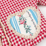 Plaid Heart Patchwork Pocket Puffer Jacket-Outfit