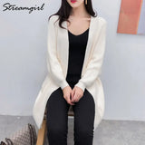 Sweater Cardigan Women Winter Cardigans Long Sweater Thick With Pocket Yellow Knitted Cardigan For Women Autumn