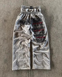 Popular Green Code Series Printed Young Single-Waisted Wide Leg Trousers