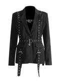 Toloer Sense Small Suit 2024 Spring New Fashion Temperament Willow Nail Decoration Waist Show Thin Suit Coat Female Suit-Outfit
