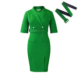 Large-Size Women's Clothing 2025 Winter New Suit Collared Hips Thin Open Fork OL Professional African
