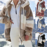 Hot New Autumn And Winter Loose Plush Multi-Color Hooded Coat