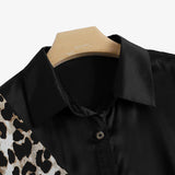 ZANZEA Autumn Women Full Sleeve Blouse Blusa Leopard stitching Lapel Chemise Bohemian Fashion Elegant Work OL Party Retro