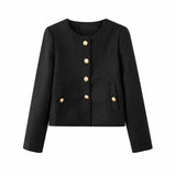 Women's Clothing Texture Autumn Round Collar Short Jacket Jacket In Autumn Winter