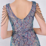 Modest V-neck Sleeveless Sequined Mini Slit Club