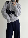 Women's V-neck 3d Letter Thick Sweater Women's New Autumn Winter 2022 Korean Loose Short