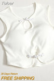 Vintage Chinese Button Elegant Tank Tops With Bra Pad Women Hollow Out Crop Tops Knitting For Women Camisole