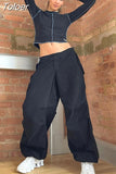 Wide Leg Cargo Pants Women Casual 2023 Low Waist Drawstring Sweatpants Baggy Trousers Oversized Joggers Tech Parachute