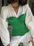 2021 Satin Corset Crop Top Strapless Green Summer Sexy Tube Off Shoulder Party Sleeveless Bustier Tank Tops