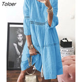 2023 New Women Elegant Embroidered Lace Dress White Female Splicing Dress Floral Hollow Out Loose Casual Party
