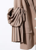 Fashion Women Blazer Notched Collar Long Sleeve Pleated Patchwork Single Breasted Waist Suit Jackets Summer 2023 New