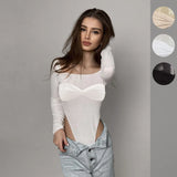 Spring And Summer Explosion Women's First-Word Collar Perspective Triangle Conjoined