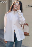 Temperament Ladies Tops Fashion Blouses Women Stand Neck Long Sleeve Zipper Shirts Loose Casual Blouse 2023 Blusas Mujer De
