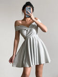Sexy White Shine Off Shoulder Mini