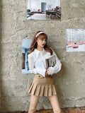 Pleated Micro Skirt Women Korean Fashion Casual Button Pocket Patchwork High Waist A-line Sexy Mini Skirt