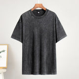 Old Short-Sleeved T-Shirt 2025 Summer Relaxation Leisure Collar Water Washing Hair Short-Sleeved