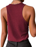 U-Neck Solid Cotton Blend Button Regular Tank