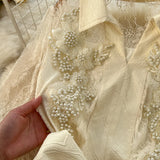 Light Luxury High-End Sense Polo Collar Dress Female Summer Mesh Embroidery Texture Design Chic Temperament