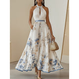 Women's Digital Print V-Neckless Sleeveless