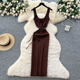 Women's Dress 2025 Summer Pure Desire Three-Dimensional Flowers Slimming Temperament Sling Knitted Hip