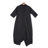 Loose Fit Women Black Wide Leg Long Jumpsuit New High Waist Pocket Stitch Pants Fashion Tide Spring Autumn 2023