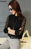 Womens Tops Chiffon Blouse Korean Summer Woman Clothes Stand Neck Elegant Ladies Work Wear Shirts Fashion Blusas De