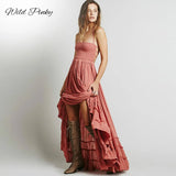 2021 Beach Dress Sexy Strapless Dresses Boho Holiday Summer Long Backless Cotton Ruffles Women Party Dress